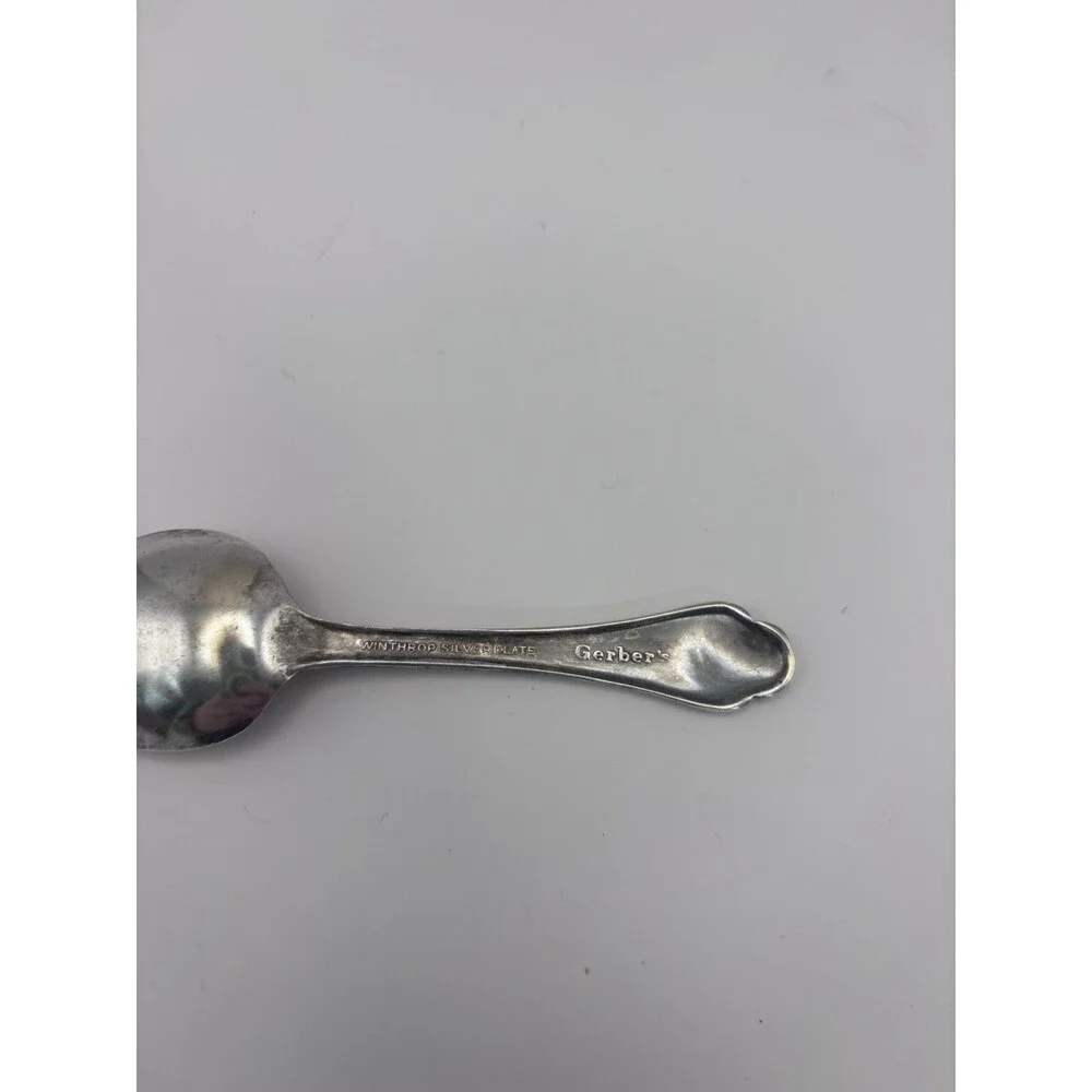 silver baby spoons vintage Gerber Large Shovel-style